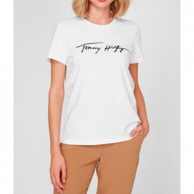 TOMMY HILFIGER moteriški ekologiškos medvilnės marškinėliai 1